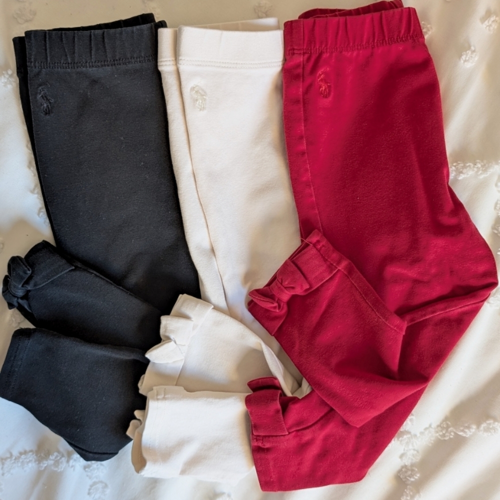 Ralph Lauren Leggings Red Black And White Set Size 18 months